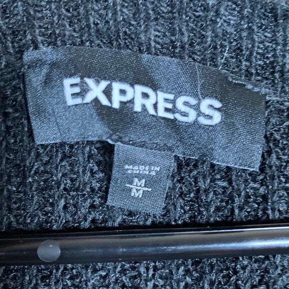 Express Womens Sweater Black Boat Neck Long Sleeve Knit Tunic Cotton Blend M - Picture 6 of 12